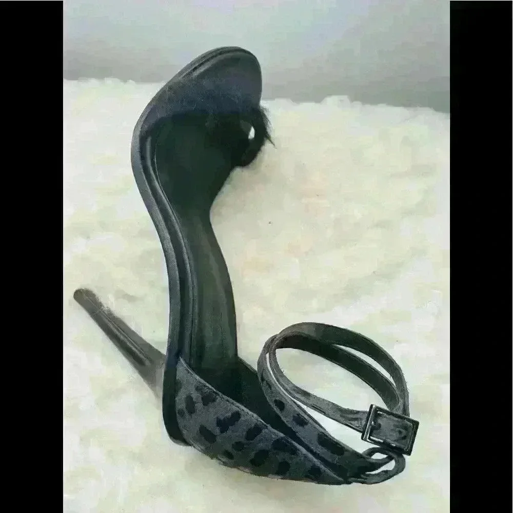 Tibi Black Gray Wraparound Ankle Strap Sandals Eur 37